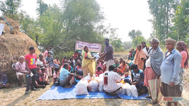 Seed distribution of early green gram variety - 'Virat' at Kaikhali village under NICRA-IARI project