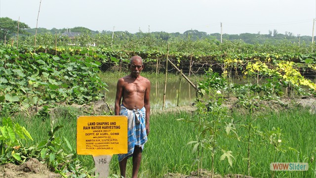 A successful farmer with his Land Shaping plot demonstrated through RKVY Project of Dept. of Agril., GoWB