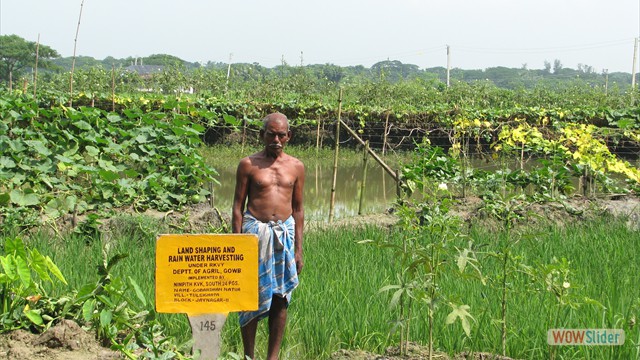 A successful farmer with his Land Shaping plot demonstrated through RKVY Project of Dept. of Agril., GoWB